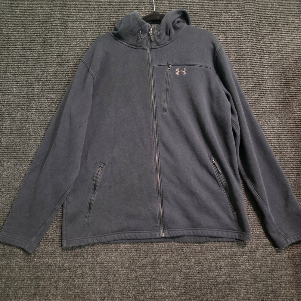 Under Armour ColdGear Storm Mens XXL Full Zip Fleece Hoodie Jacket Black